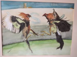 pintura pelea de gallos