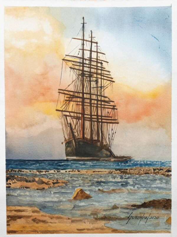 pintura de un velero